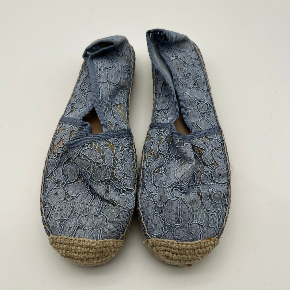 Karl Lagerfeld Paris Blue Lace Espadrille Flats Womens Size 5.5M‎ 35.5B Slip On